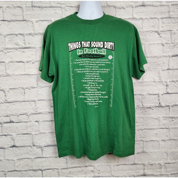 Things That Sound Dirty in Football Comedy T Shirt Size Large Kelly Green NEW - Picture 1 of 8